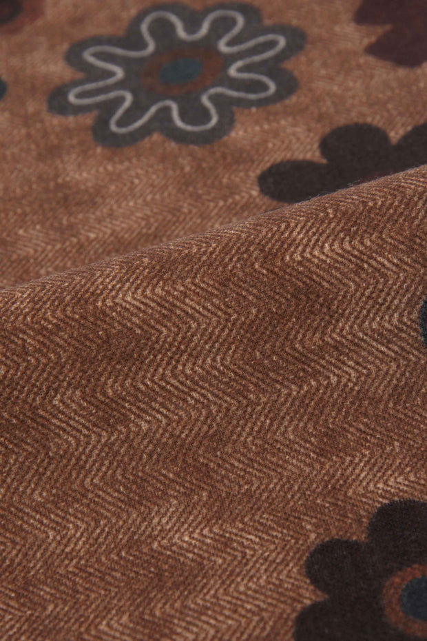 Fazzoletto marrone in lana con logo - Fumagalli 1891