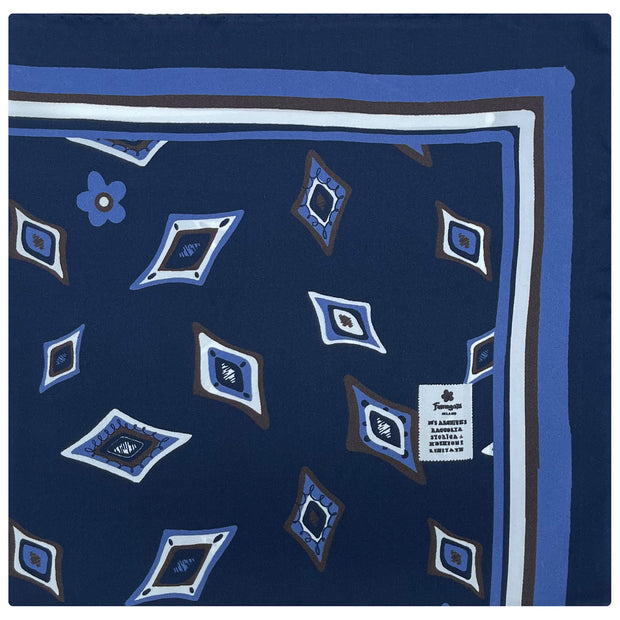 BLUE NECKERCHIEF WITH GEOMETRICAL DESIGN