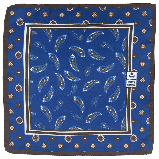 Blue archival pocket square with double design