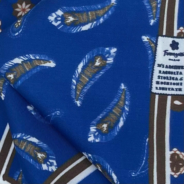 Blue archival pocket square with double design