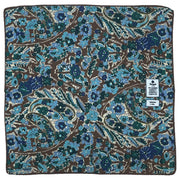 blue and light blue floral vintage brown archival pocket square