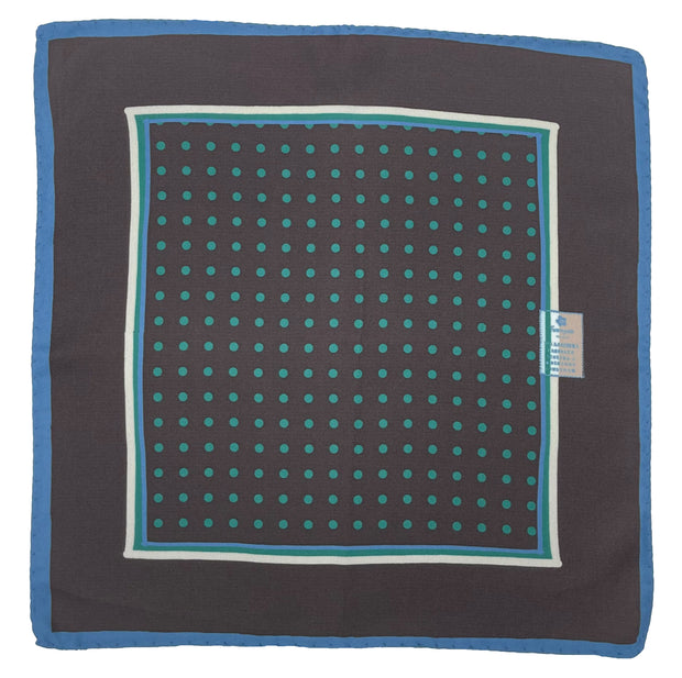 Brown with green dot in a frame silk pocket square