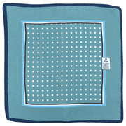 Light blue with white dot in a frame silk pocket square