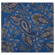 Blue Floral Paisley Design Pure Italian Wool Pocket Square