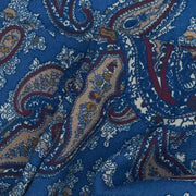 Blue Floral Paisley Design Pure Italian Wool Pocket Square