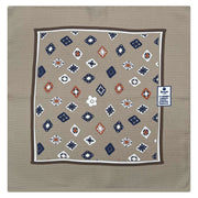 Beige diamonds in a frame printed silk pocket square