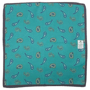 Green paisley design printed silk pocket square