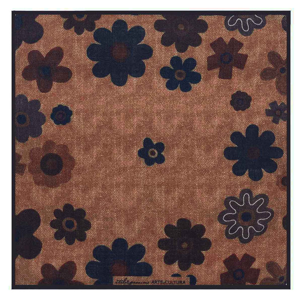 Fazzoletto marrone in lana con logo - Fumagalli 1891