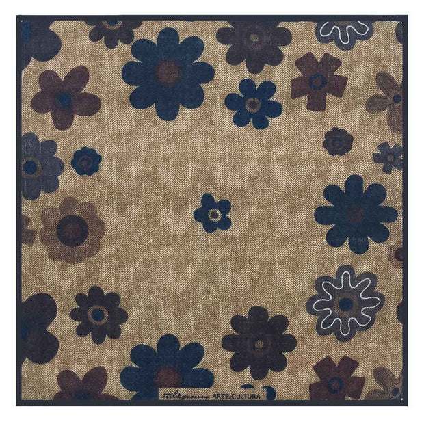 Beige Pure Italian Wool Logo Pocket Square