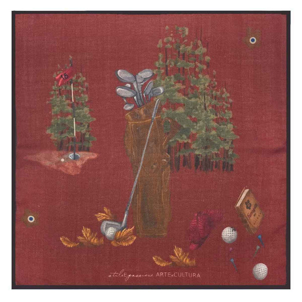 Burgundy Pure Italian Wool Golf Games Pocket Square