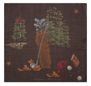 Brown Pure Italian Wool Golf Games Pocket Square