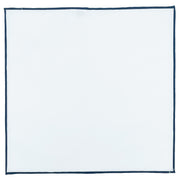 White cotton with blue frame pocket square