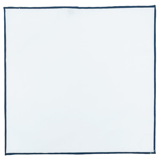 White cotton with blue frame pocket square