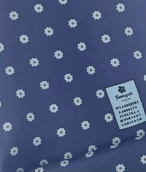 Fazzoletto d'archivio blu con micro fiori