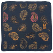 Dark Blue Maxi paisley design printed silk pocket square