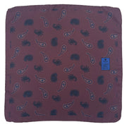 Bourgundy paisley design printed silk pocket square