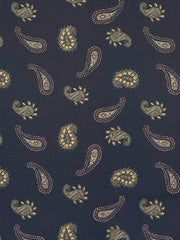Dark blue paisley design printed silk pocket square