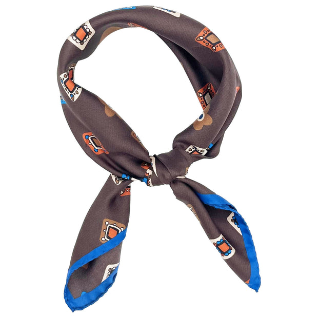 BANDANA MARRONE STAMPA DIAMANTI E FIORI 