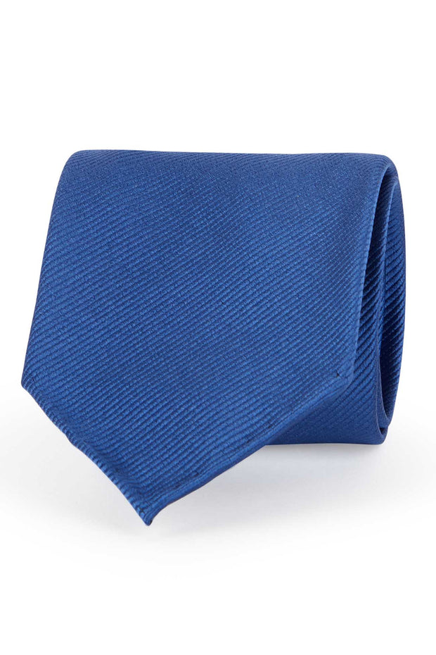 Cravatta in seta blu chiaro super reps tinta unita sfoderata - Fumagalli 1891