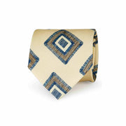 TOKYO - Cravatta stampata in seta beige con pattern medallion 