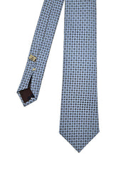 Ice Blue printed silk tie with micro-circles archives design