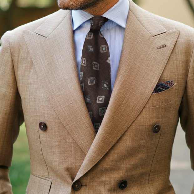 TOKYO - Brown square diamonds printed tie