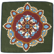 Dark Green Ultra Soft Silk & Cotton Mandala Pocket Square