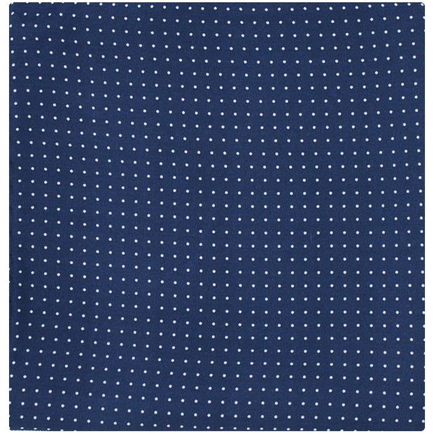 Blue pocket square with white small polka dots