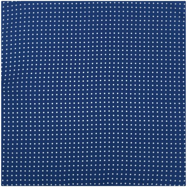 Blue pocket square with white polka dots