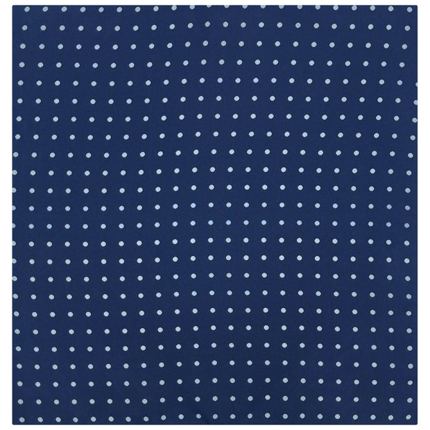 Dark blue pocket square with white big polka dots