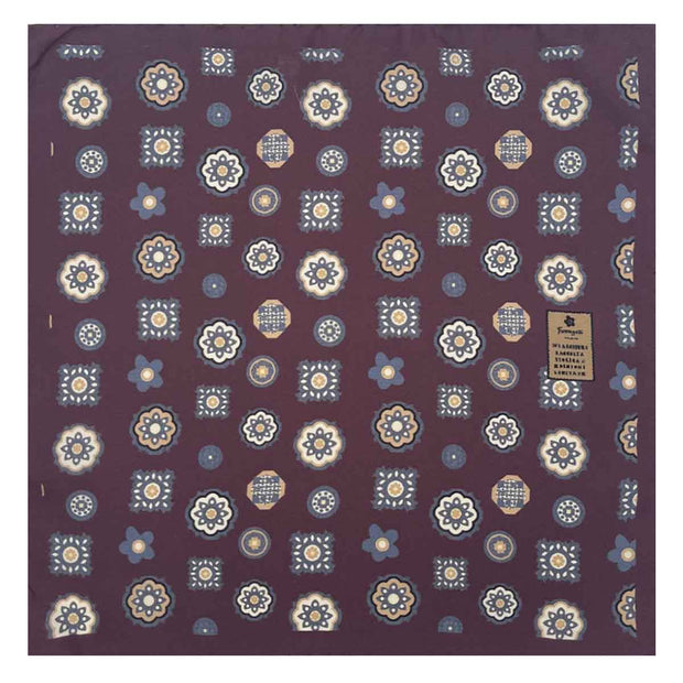Bourgundy Floral design silk pocket square