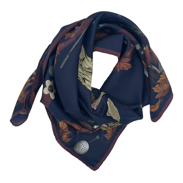 FOULARD a tema golf blu e marrone