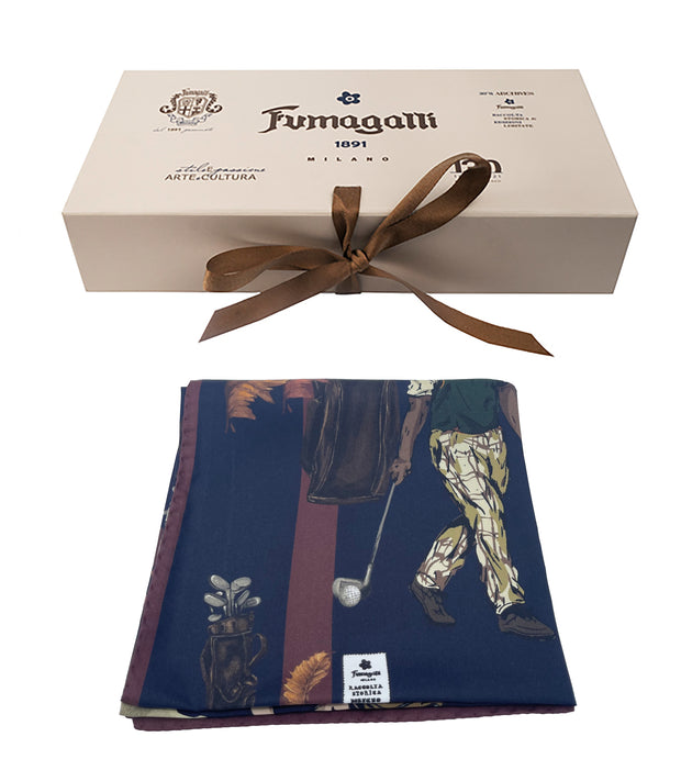 FOULARD a tema golf blu e marrone