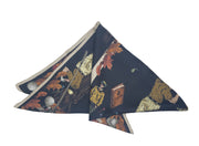 Black and Beige golf themed silk scarf 90