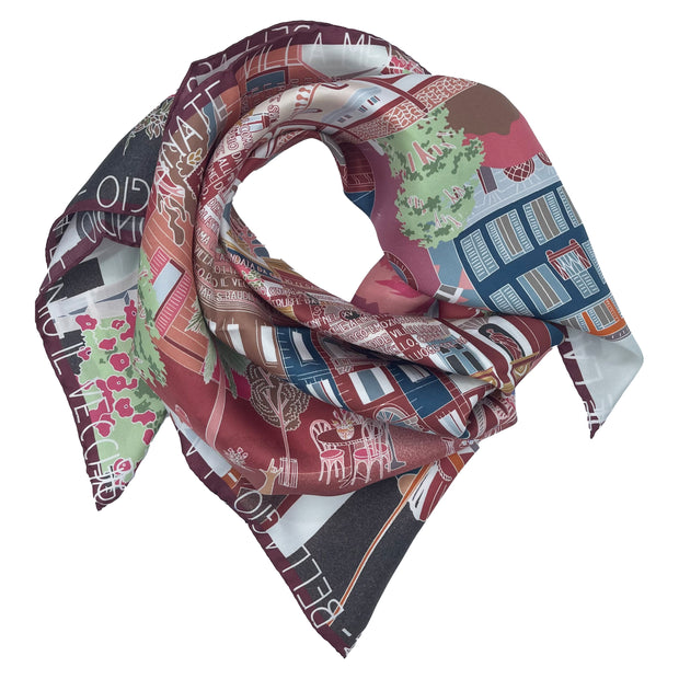 Como Bourgundy silk scarf 90