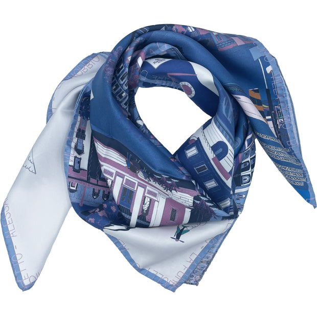 Como Blue-Lilac-Light Blue silk scarf 90