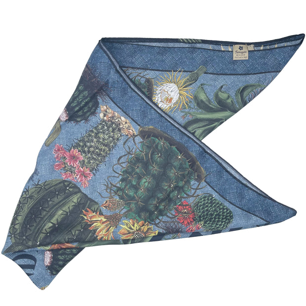 Blue cactus design scarf 90