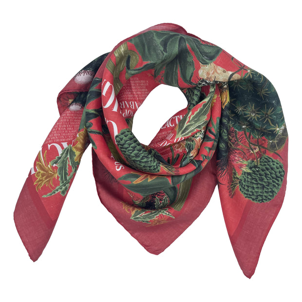 Red cactus design scarf 90