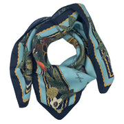 Light Blue with black frame exotic fruits scarf 90