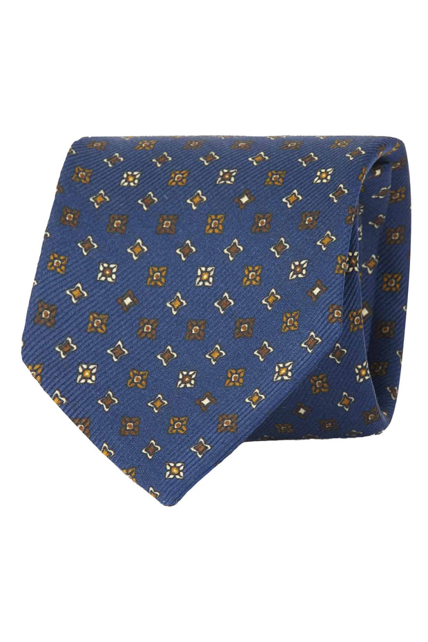 GREEN DIAMONDS CLASSIC MOTIF PRINTED SILK TIE