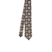 TOKYO - Blue, brown & beige diamonds printed silk hand made tie