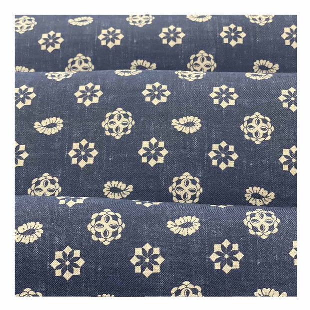 Blue beige medallion paisley tubular archive scarf in silk twill