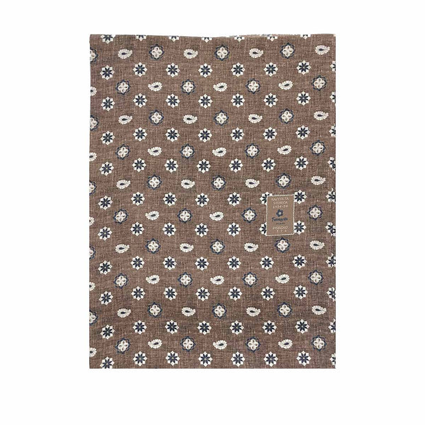 Brown medallion paisley tubular archive scarf in silk twill