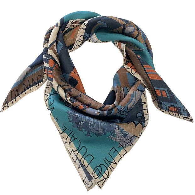 Venice Brown silk scarf 90