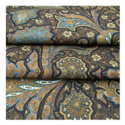 Sciarpa in seta doppiata oro e blu notte con fiori e paisley