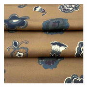 Sciarpa in seta doppiata oro e blu notte con fiori e paisley