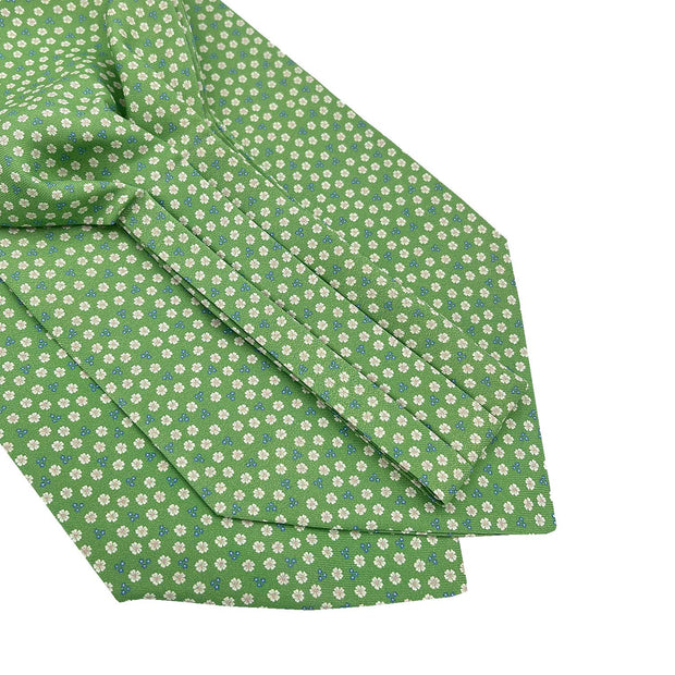 Green ascot with classic micro floral design