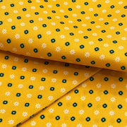 Ascot giallo con design verde e bianco micro floreale