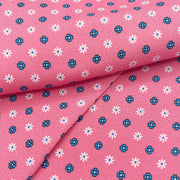 Pink ascot with little white & blue floral design