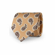 TOKYO - Yellow brown paisley classic printed hand made tie